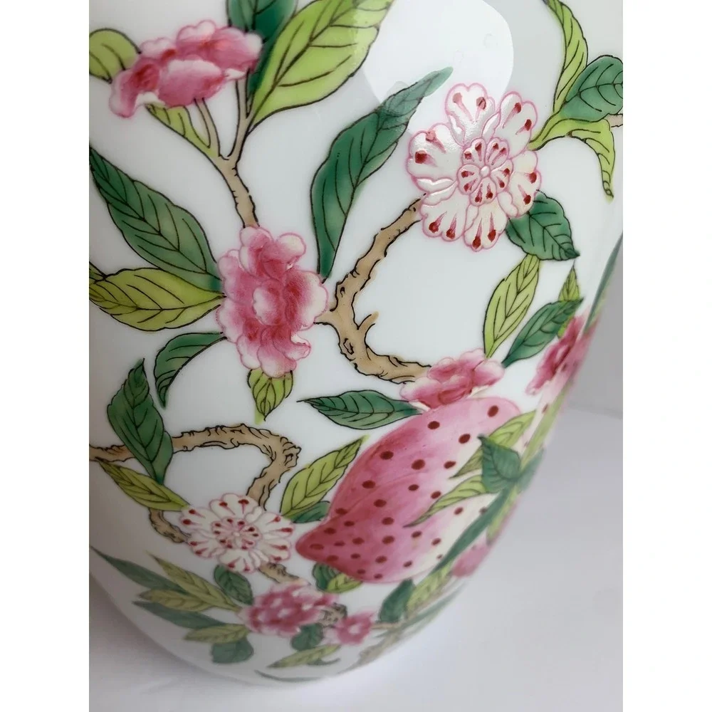 Vintage Quintessential Exclusive Porcelain Peach Blossom Floral Botanical‎ Vase